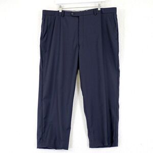 Hart Schaffner Marx Gold Trumpeter 42/26 Wool Blue High Rise Dress Pants Flat Fr